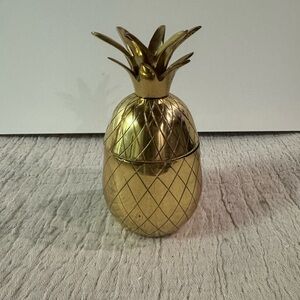 Vintage Brass MCM Gold Pineapple Decor Container
